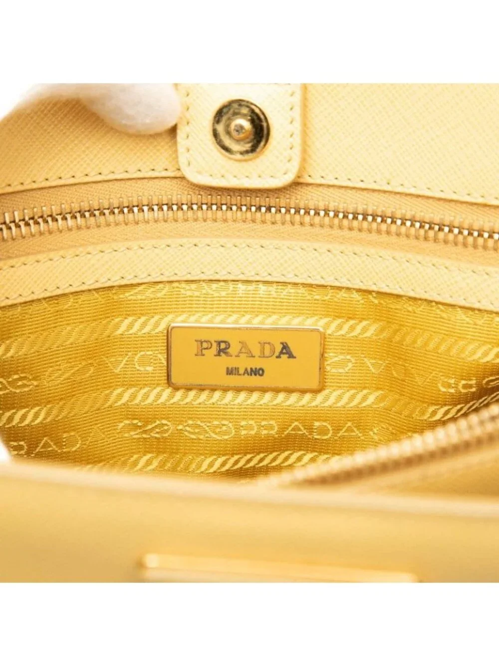 Prada Galleria 2-Way Shoulder Bag Yellow Saffiano Leather